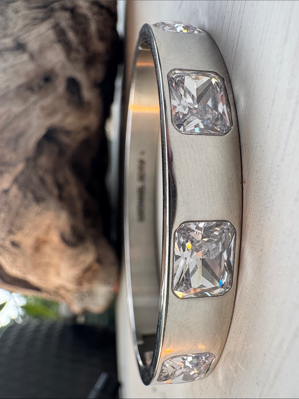 Michael Kors Silver Crystal-Set Bangle Bracelet